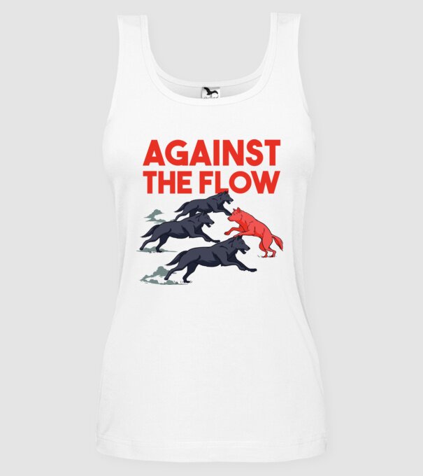 Against the flow - Împotriva curentului model alb pe tricou