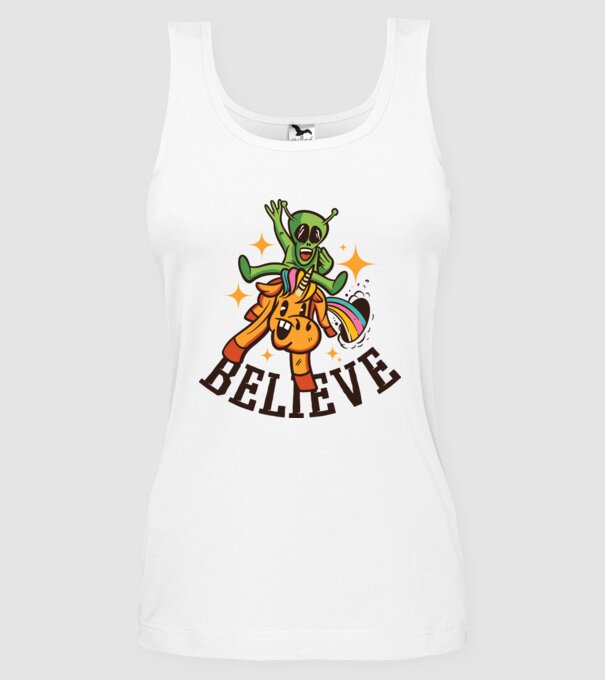 Unicorn Alien model alb pe tricou
