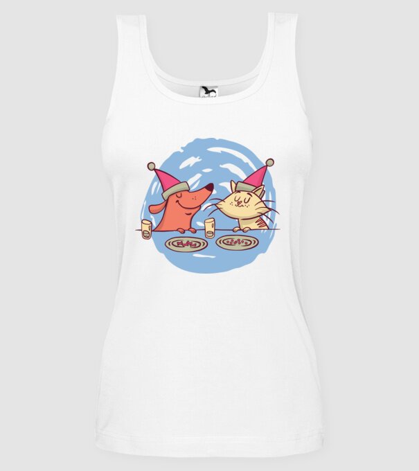 Petrecere de Crăciun animale model alb pe tricou