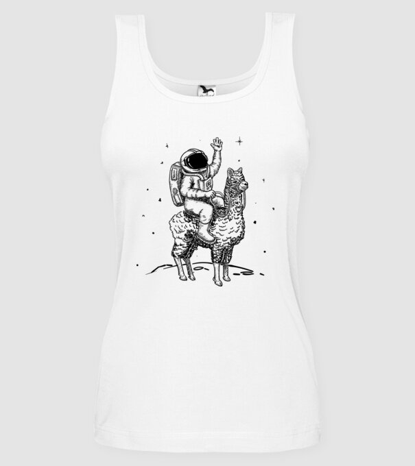 Alpaca Astronaut model alb pe tricou