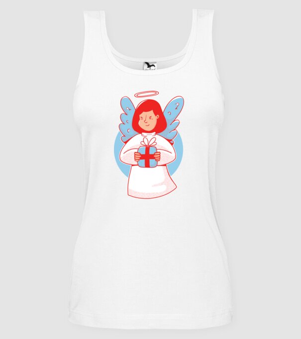 Înger cu un cadou model alb pe tricou