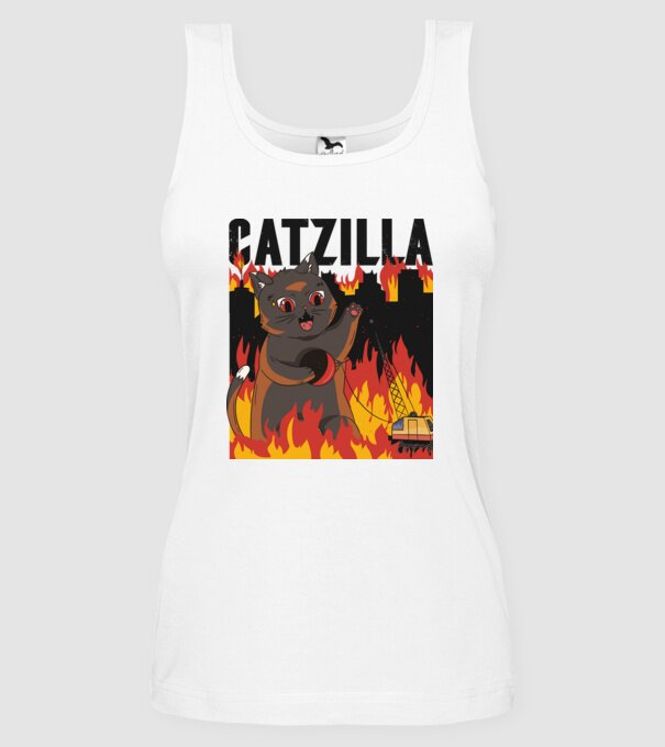 Anime Catzilla model alb pe tricou