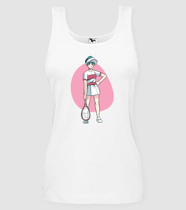 Anime Jucător de tenis fată model alb pe tricou