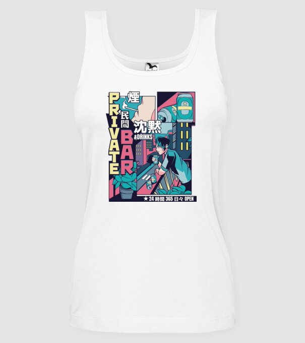 Anime Vaporwave benzi desenate model alb pe tricou