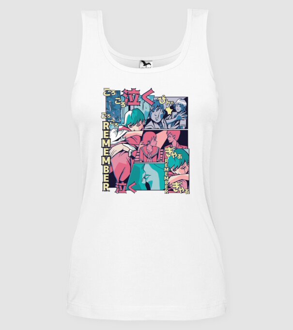 Anime Vaporwave benzi desenate model alb pe tricou