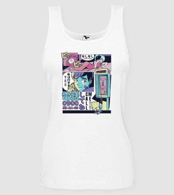 Anime Vaporwave benzi desenate model alb pe tricou
