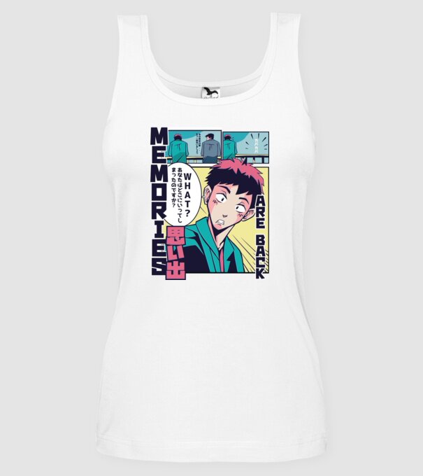 Anime Vaporwave benzi desenate model alb pe tricou