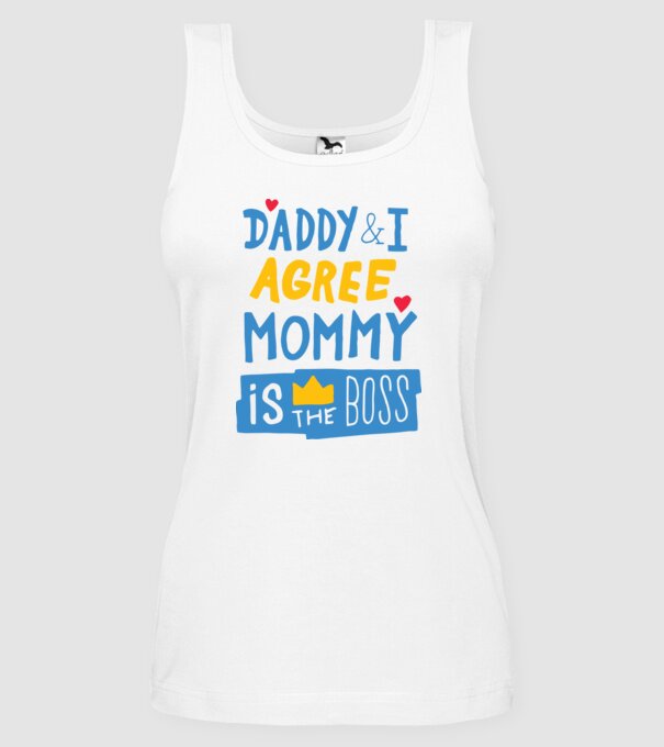 Mama e șefa model alb pe tricou