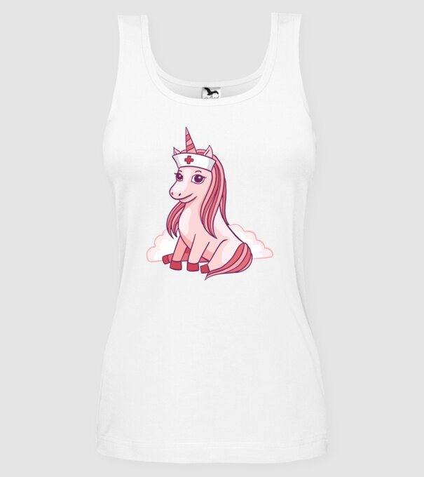 Îngrijitor unicorn model alb pe tricou