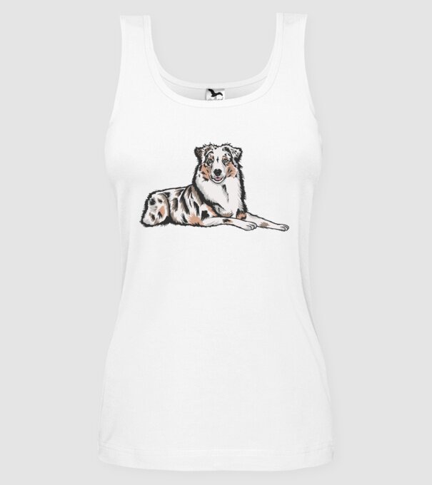 Câine ciobănesc Australian model alb pe tricou