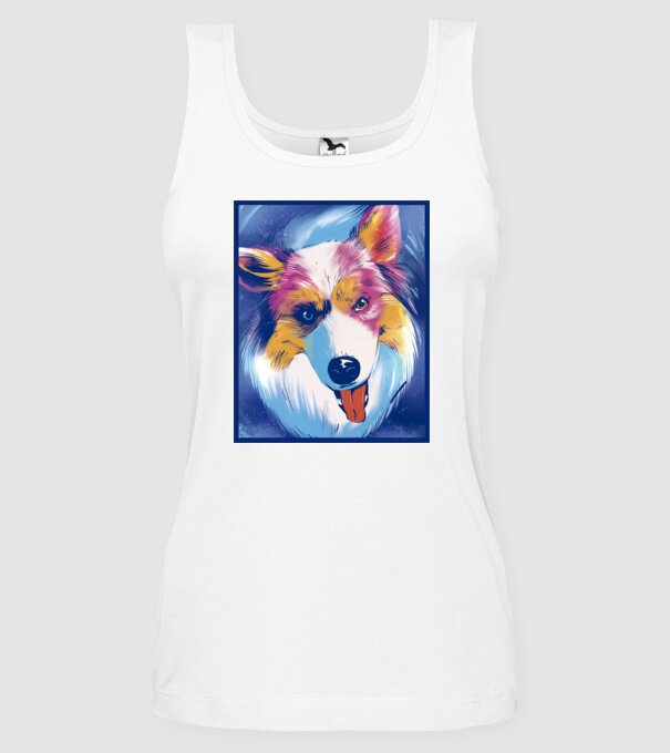 Câine ciobănesc australian model alb pe tricou