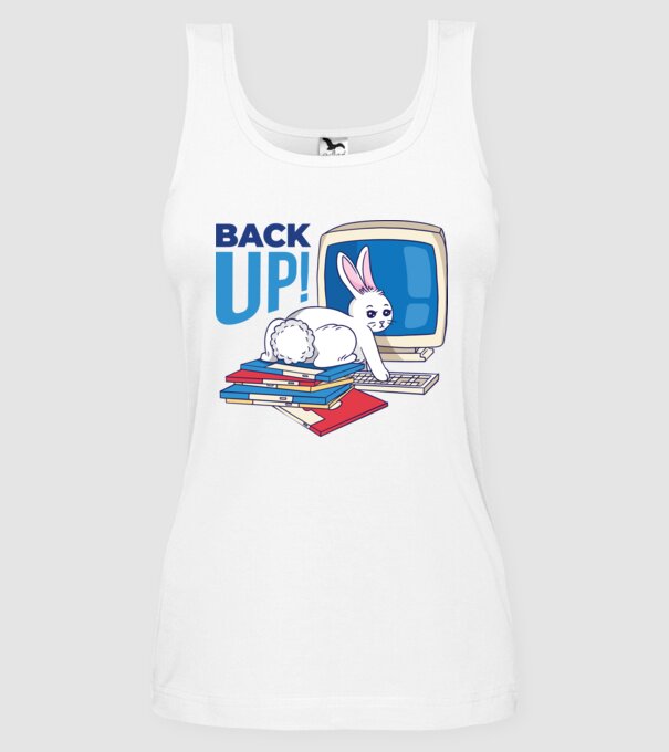 Back up bunny model alb pe tricou