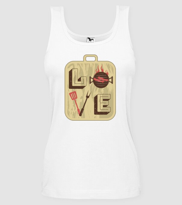 Dragoste BBQ model alb pe tricou