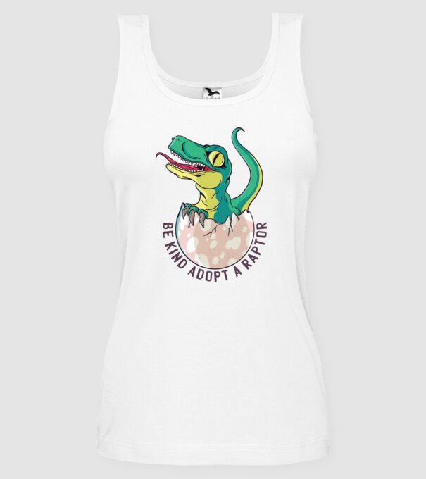 Be kind adopt a Raptor tricou cu dinozaur model alb pe tricou