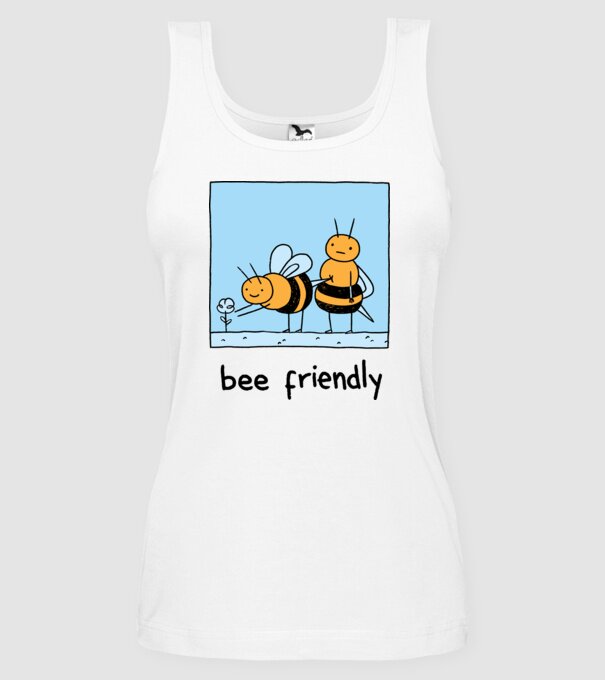Bee friendly model alb pe tricou
