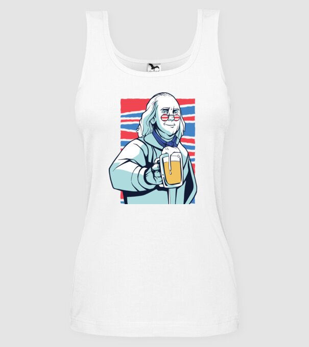 Benjamin Franklin Beer model alb pe tricou