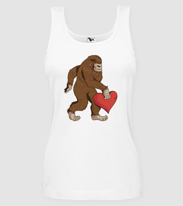 Bigfoot Yeti cu inimă model alb pe tricou