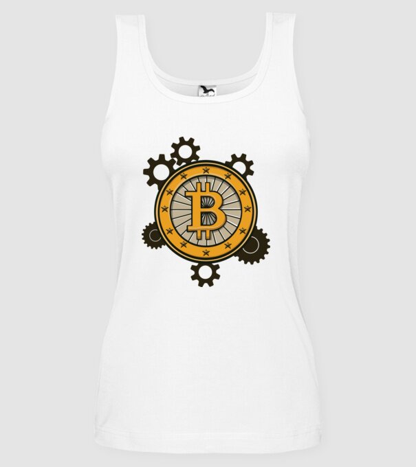 Mecanică Bitcoin model alb pe tricou