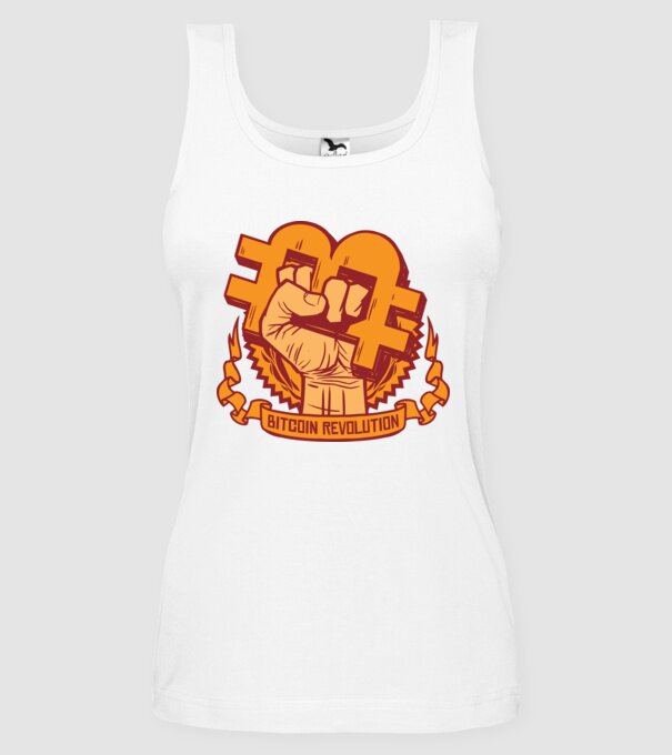 Bitcoin Revolution model alb pe tricou