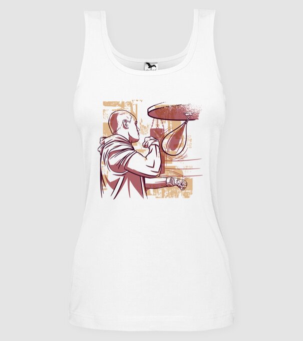 Pugilist model alb pe tricou