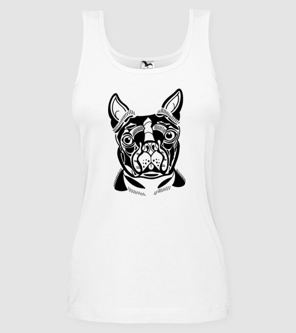Câine Boston Terrier model alb pe tricou