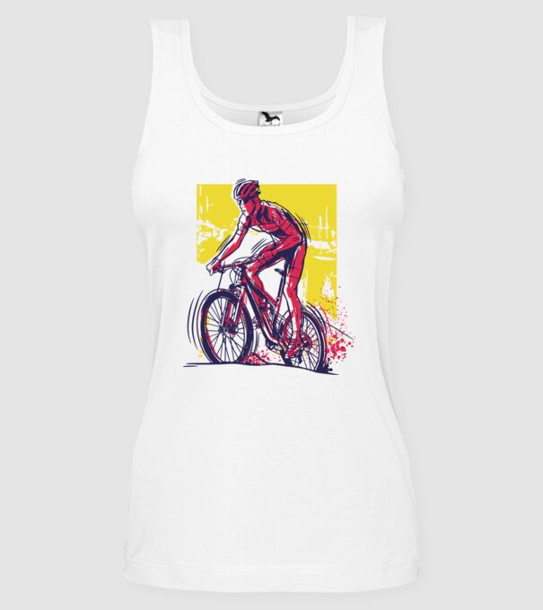 Ciclist model alb pe tricou