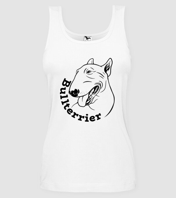 Bull Terrier model alb pe tricou