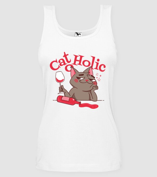 Catoholic - iubitor de pisici model alb pe tricou