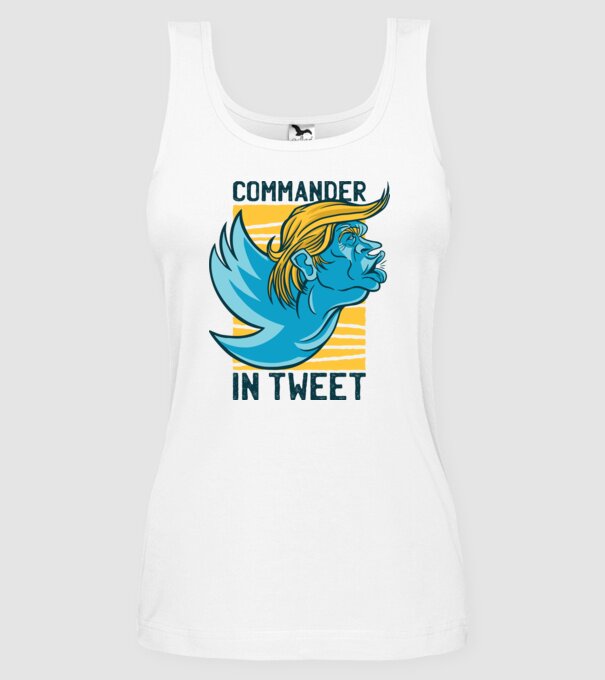 Commander in Tweet - Trump model alb pe tricou