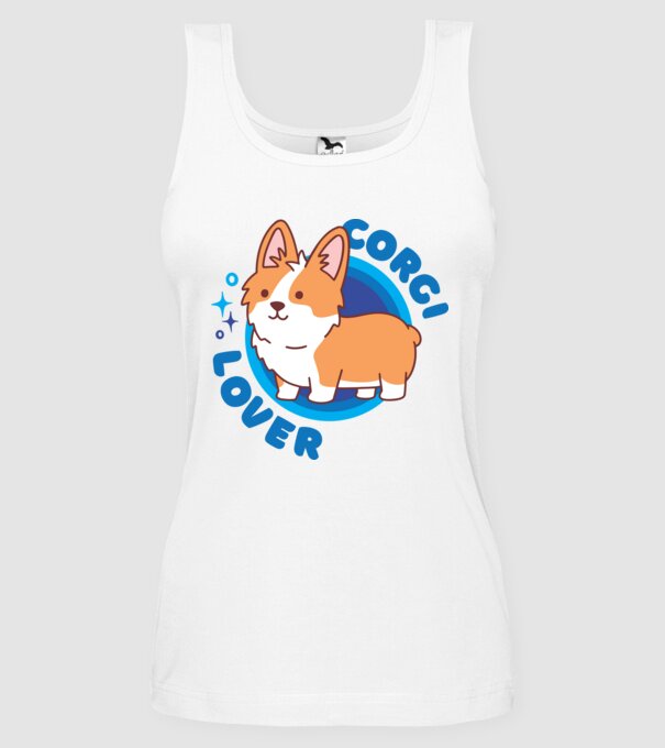 Corgi Lover model alb pe tricou