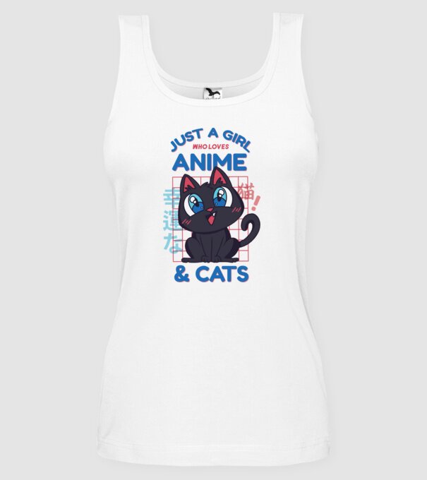 Doar o fată căreia îi place Anime și Pisicile model alb pe tricou
