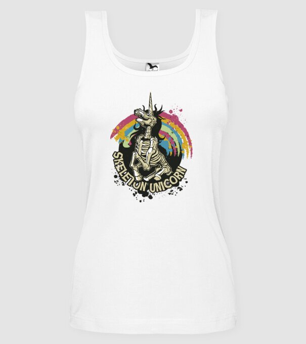 Schelet unicorn model alb pe tricou