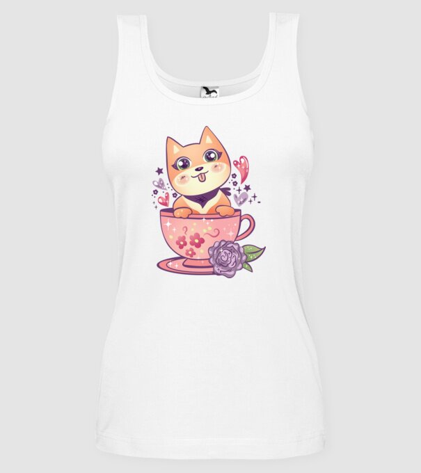 Câine drăguț Anime model alb pe tricou