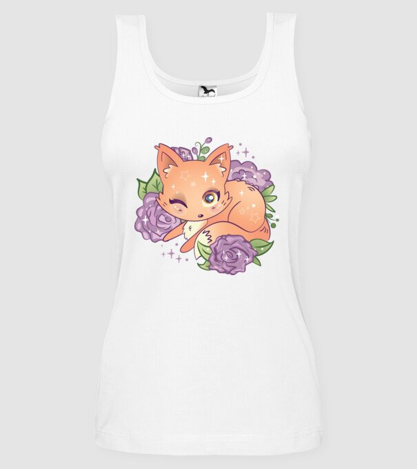 Vulpe Drăguță Anime model alb pe tricou