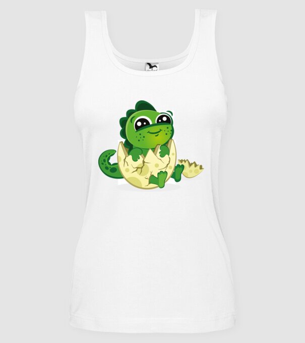 dinozaur drăguț în ou model alb pe tricou