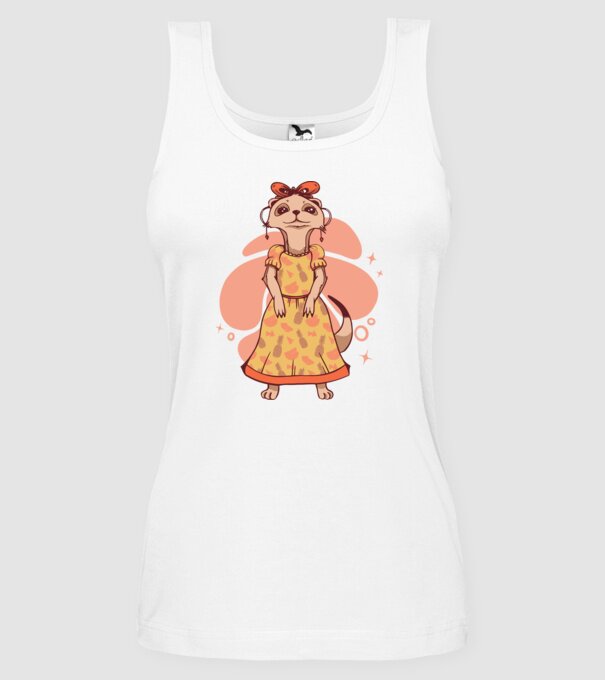 Suricată drăguță model alb pe tricou