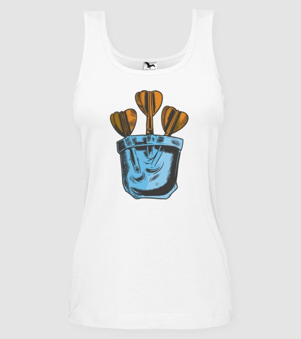 Darts buzunar model alb pe tricou
