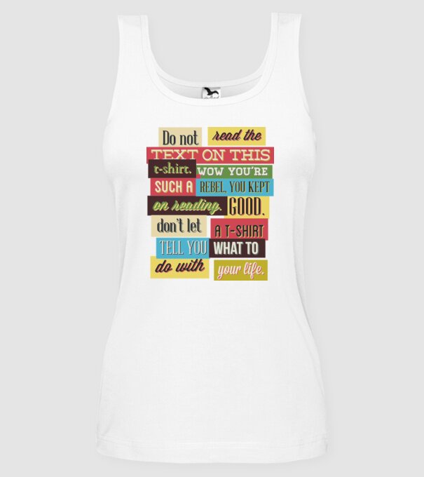 Do not read the text on this t shirt model alb pe tricou