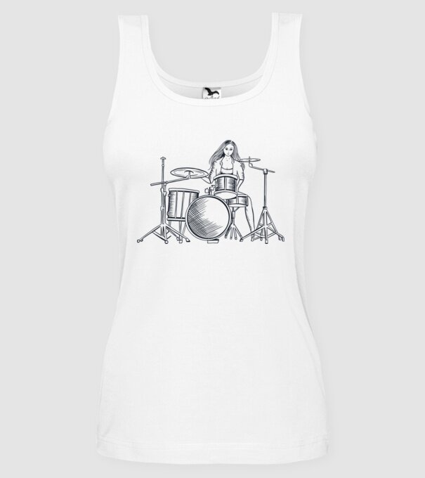Fată Bateristă model alb pe tricou