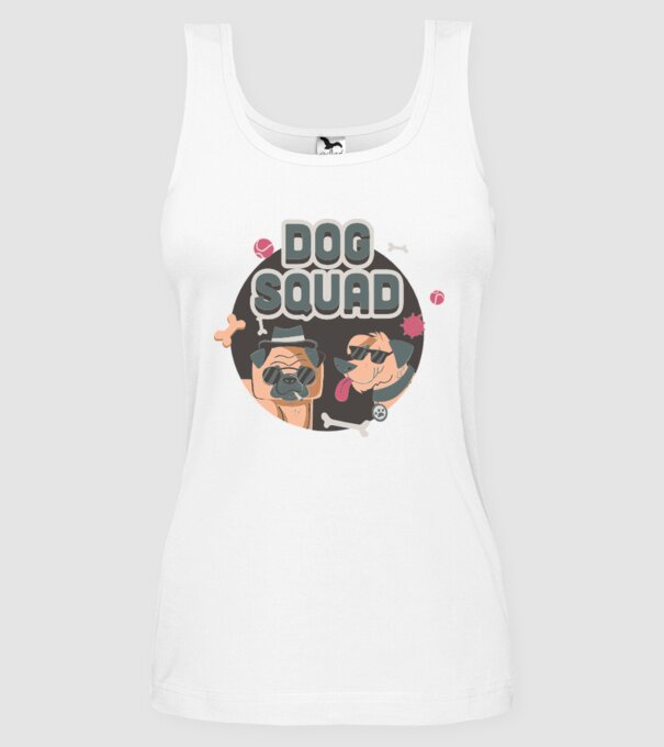 Dog squad model alb pe tricou