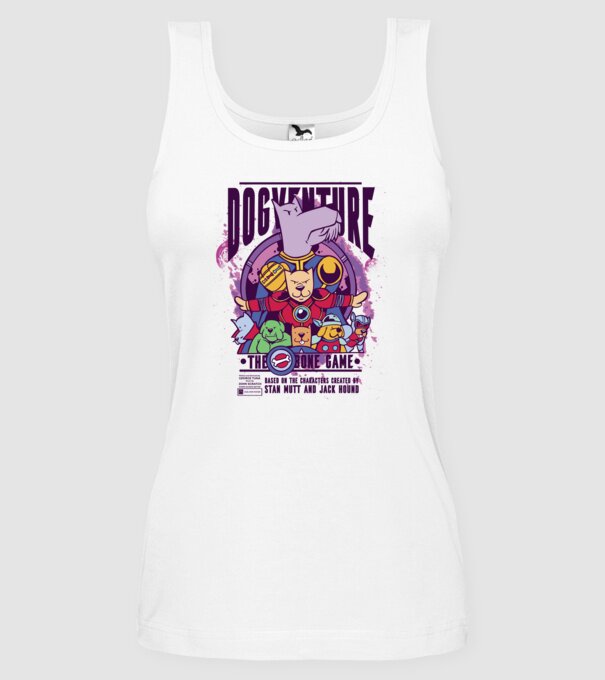 Dogventure The Bone Game model alb pe tricou
