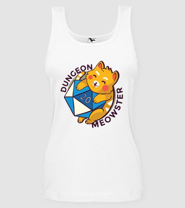 Dungeon Meowster joc de rol RPG tricou cu pisică model alb pe tricou