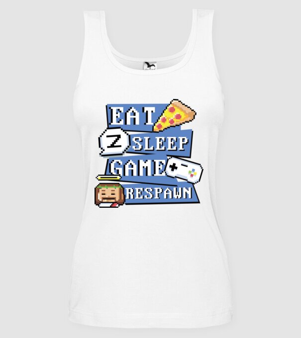 Eat, Sleep, Game respawn model alb pe tricou