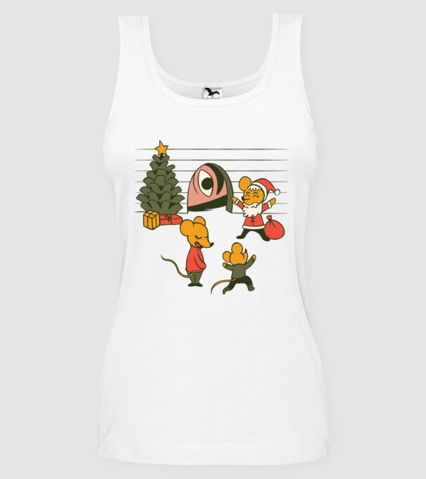 Crăciun Șoarece model alb pe tricou