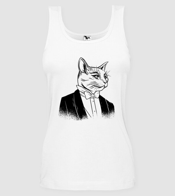 Pisică Elegantă model alb pe tricou