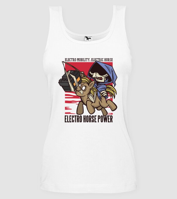 Cai putere electric model alb pe tricou