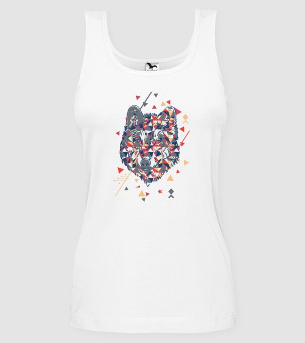 Lup - abstract model alb pe tricou