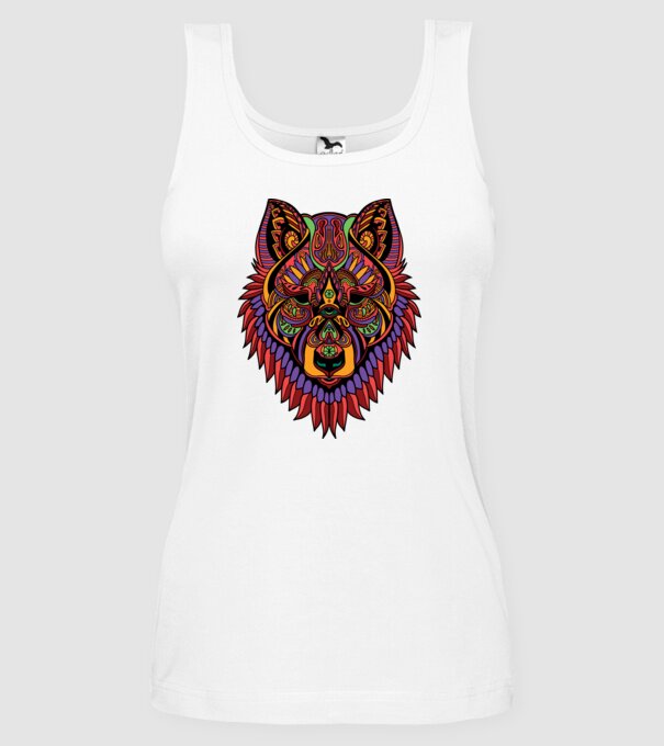 Cap de lup model alb pe tricou