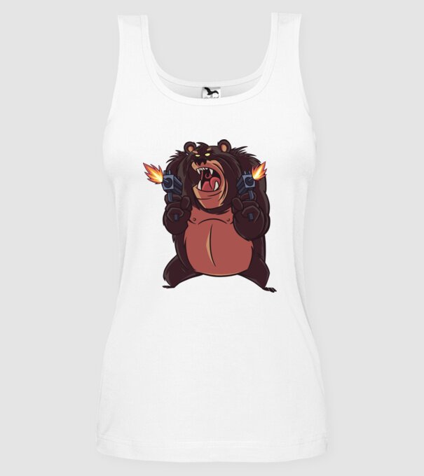 Urs înarmat model alb pe tricou