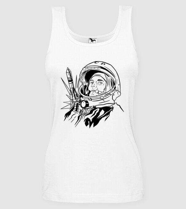 Astronautul Gagarin model alb pe tricou